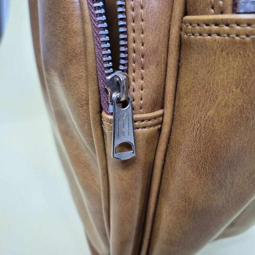 Airway Industries Brown Faux Leather Carry-On Luggage Vintage c.1960-70